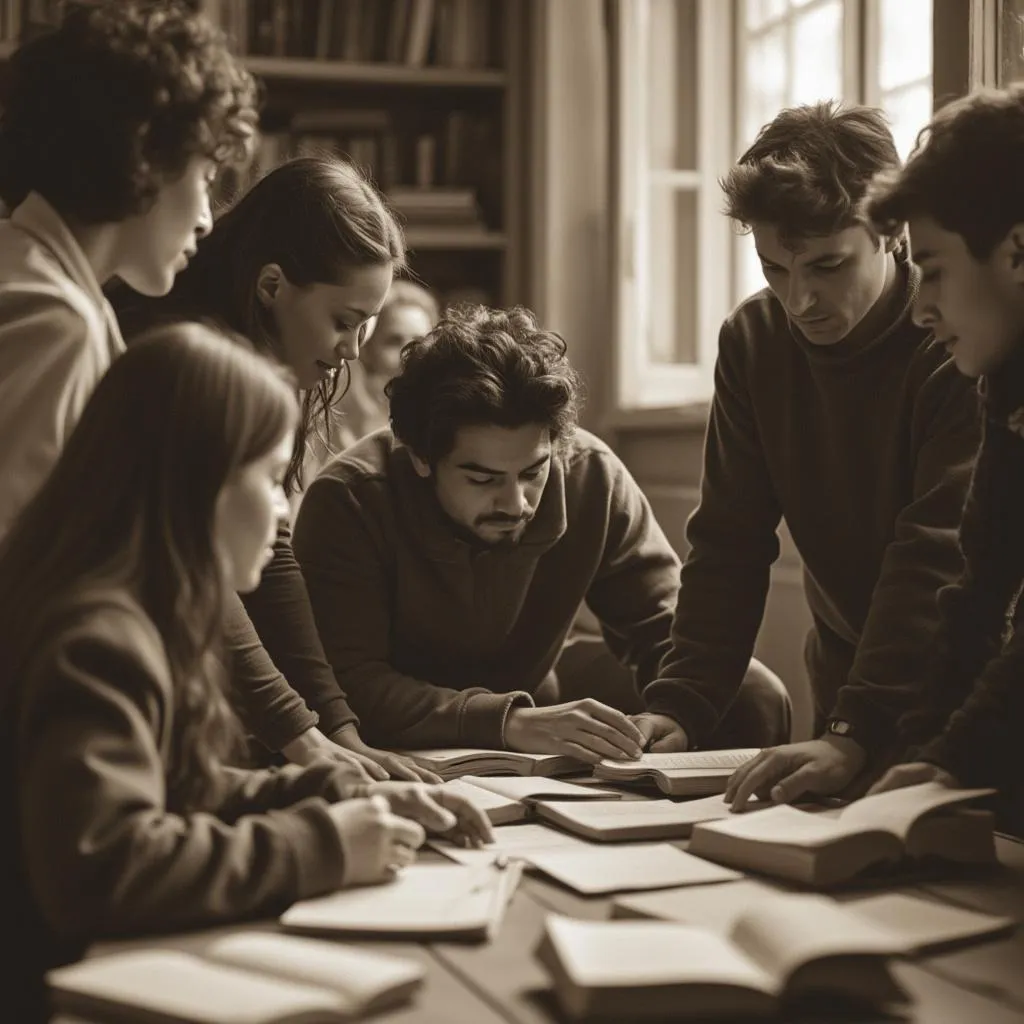 Equipo fundador de EspañolFluido en sus inicios discutiendo ideas
